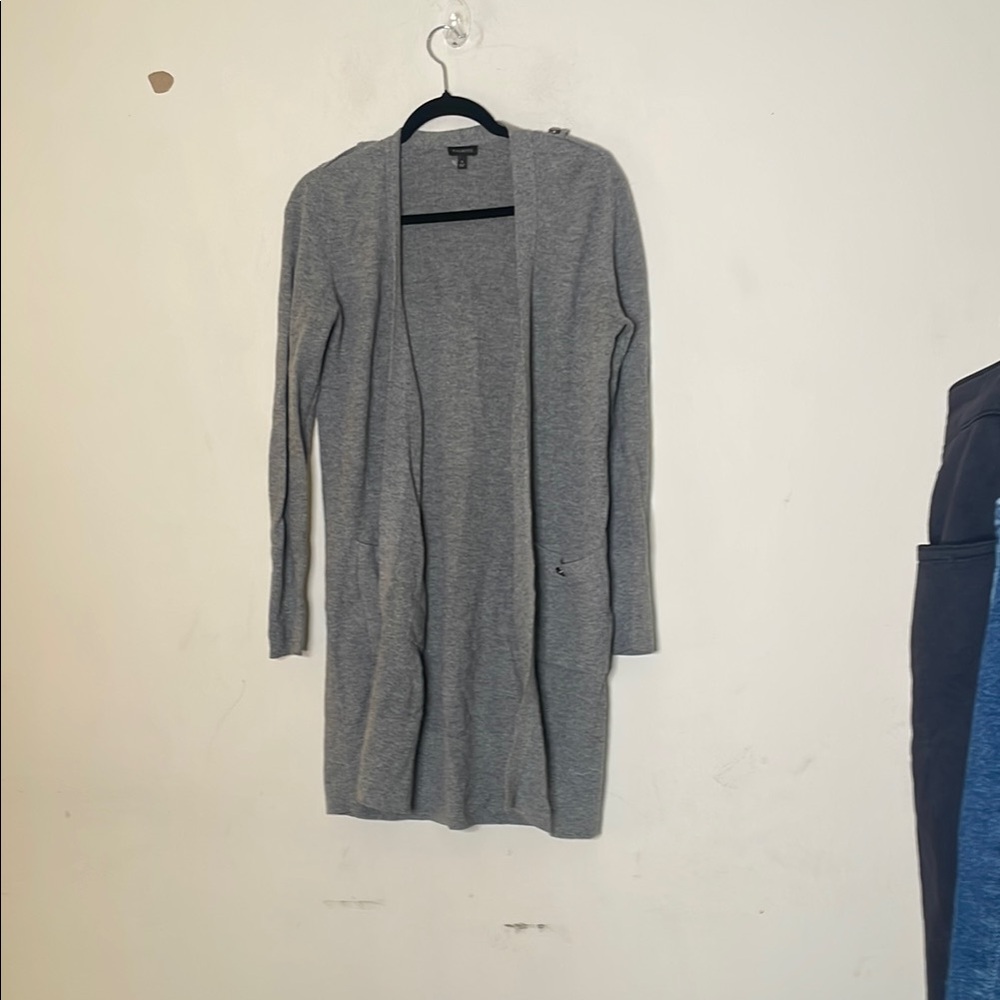 Talbots Light Gray Open-Front Cardigan